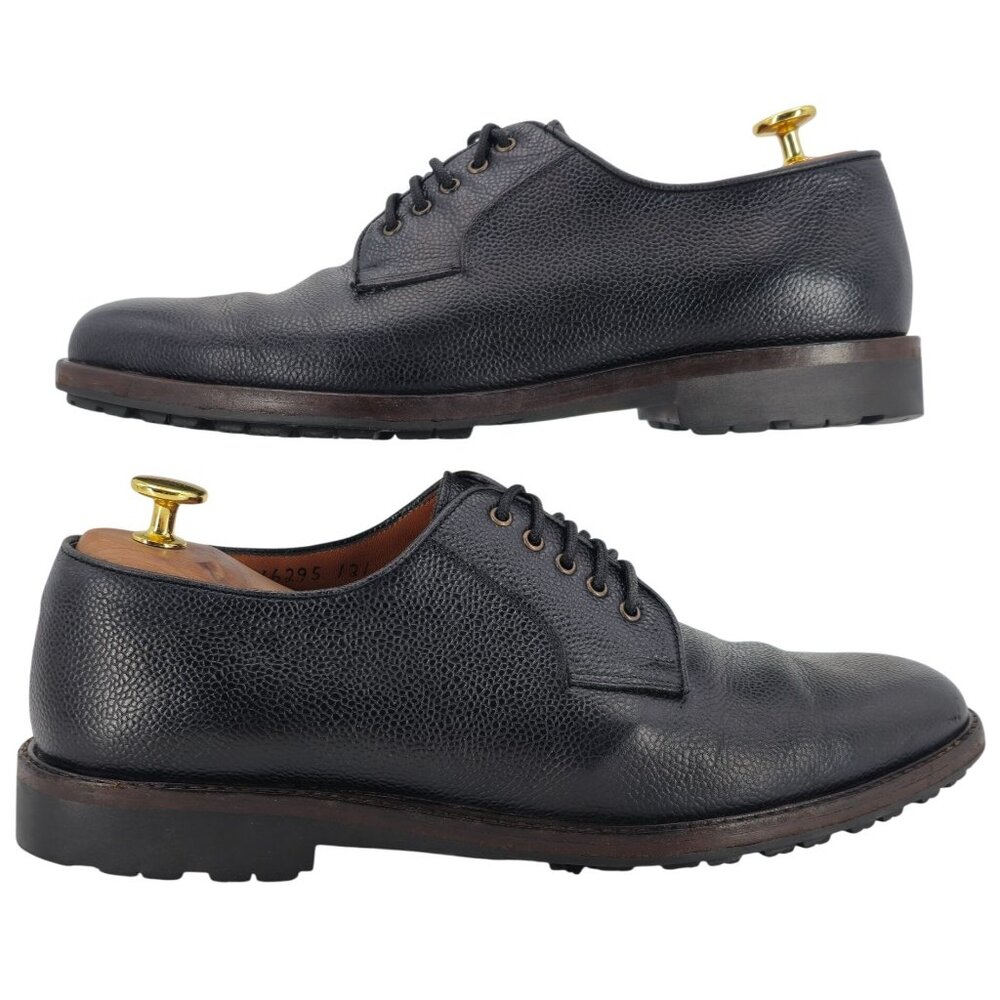 Vintage Salvatore Ferragamo Italy Men 9.5 Black Leather Dress Shoes Derby Oxford - Picture 8 of 12
